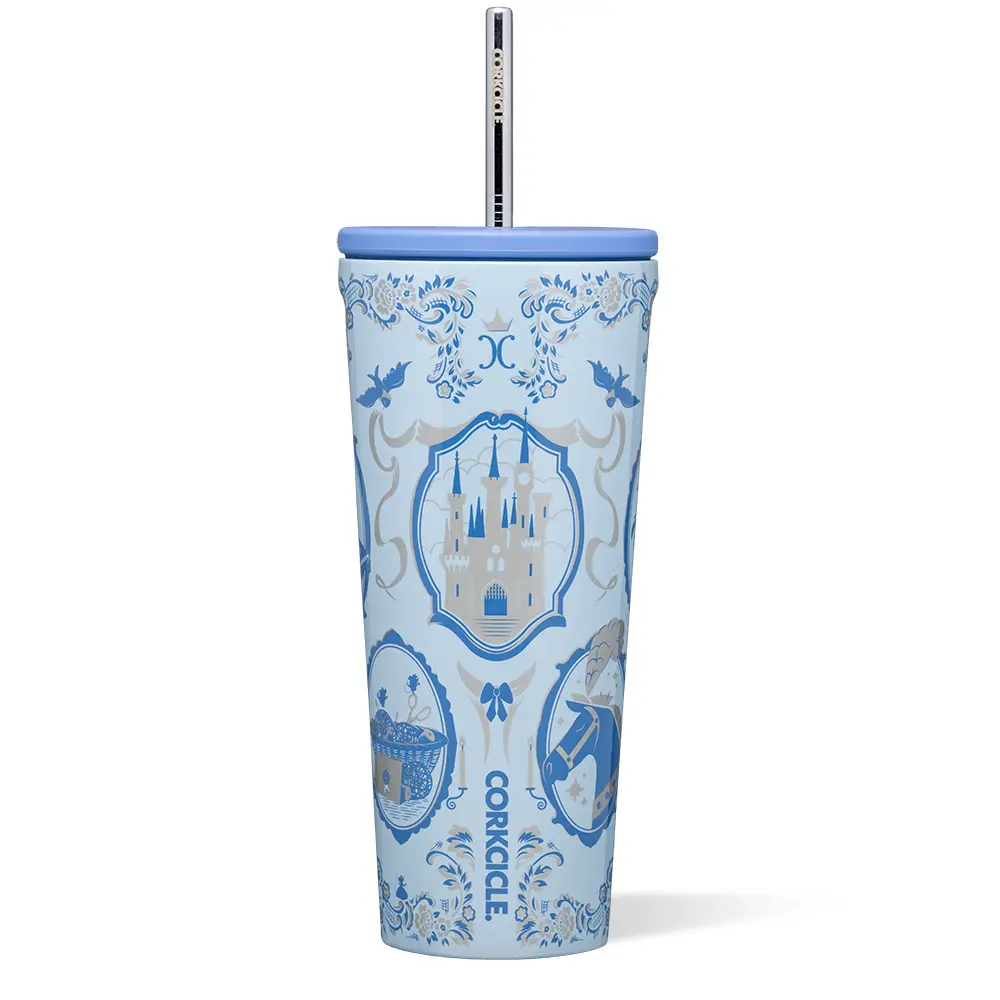 Disney Princess Theme Stainless Steel Insulated Tumbler Cup - Triple Insulation, Comfortable Design, Cup Holder-Friendly, Reusable Portable for Cold Beverages, Multi-Season Use, Lid