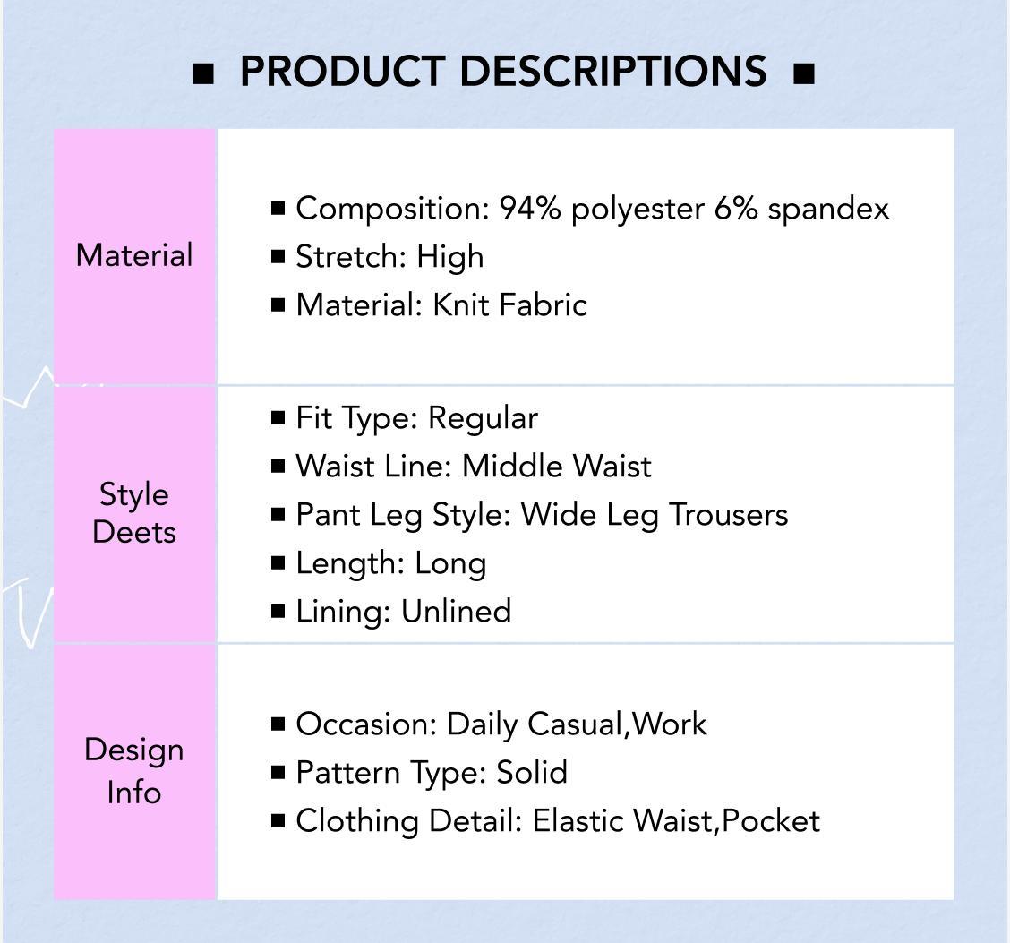 Cider Women's Stretchy Wide Leg Pants with Pocket, Elastic Waisted Lightweight Work Pants, Office & Daily Stretch Trousers, Available in Multiple Colors & Sizes, Breathable Lightweight Fabric for All-Day Wear, Lady Comfort-First Work Pants