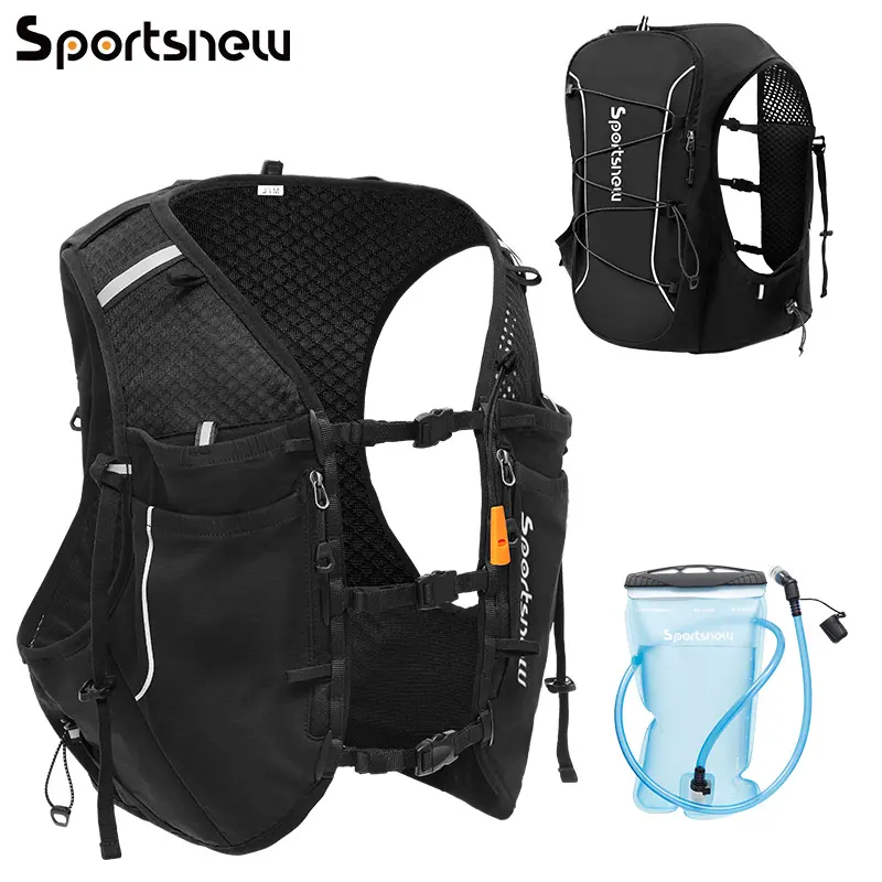sportsnew Lightweight Hydropack Running Vest - Unisex, Adjustable Fit, Bounce-Free, Breathable Mesh Fabric, Multiple Compartments, Reflective Panels, 2L Bladder/2L Water Bottle Compatibility, Sports Outdoor Accessories for Hiking/Trail Run