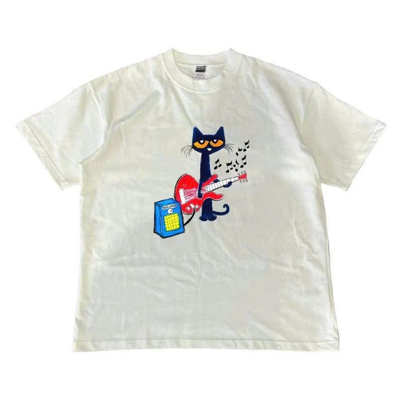 Pete the Cat Playing Guitar Shirt, Baby Tee Graphic Shirt - Menswear Top Tshirt Streetwear party's shirt,Unisex Crewneck T-shirt for Men And Women