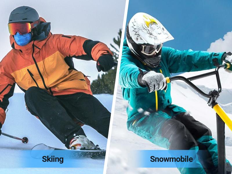 MEELOOG Ski Goggles Frameless OTG Snowboard Goggles Anti-fog 100% UV400 Protection for Men Women with Double-layer Magnetic Lenses & Night vision lenses & Non-slip Strap