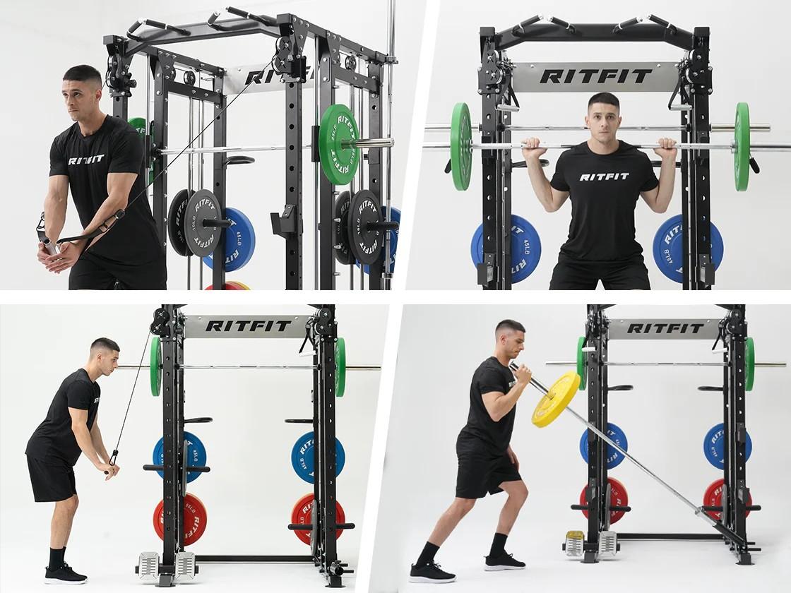 RitFit BUFFALO Multifunctional Smith Machine with Lat Pull Down and Cable Crossover for Versatile Strength Training