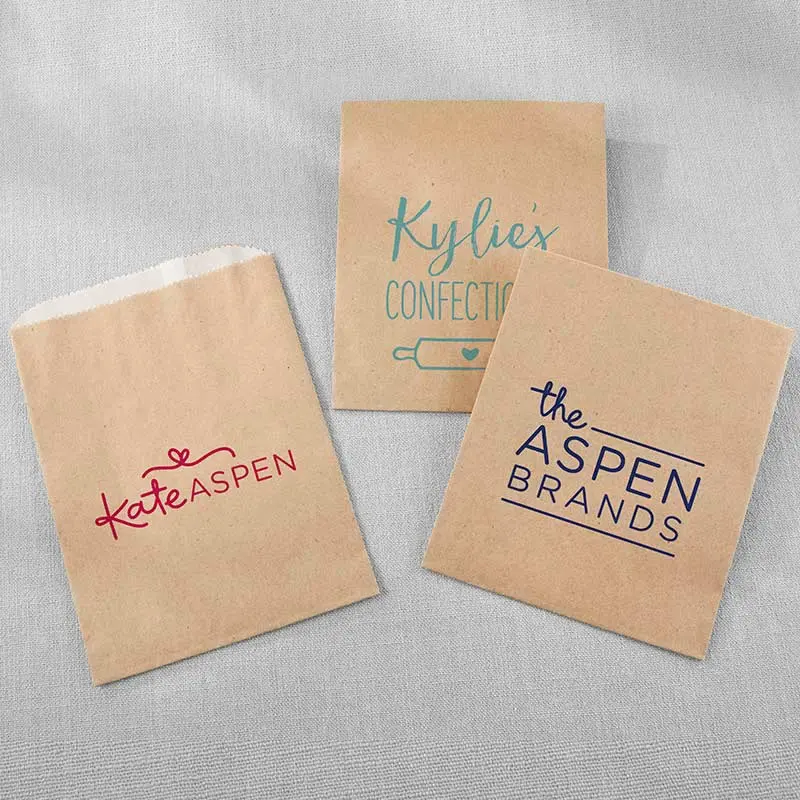 Kate Aspen 28392KR-CP Customizable Kraft Paper Goodie Bags - Personalized Design, Gift Packaging, Set of 12