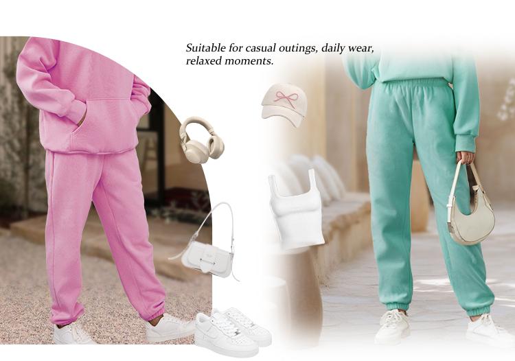 AUTOMET Oversized Minimalist Sweatpants for Women Fitted Casual Bottoms in Canary Yellow Comfortable & Stylish Womenswear