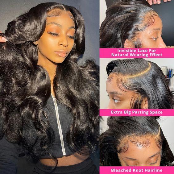 Bling Hair Glueless Body Wave 5x5 Transparent Lace Closure Wig Preplucked 30 32 Inch Body Wave Wigs Human Hair Ready to Wear 6x4 Lace Front Wig For Women