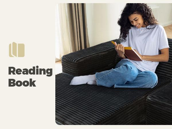 【2 Packages Shipping】Ovios 75" Oversized Sectional Double Lounge Chaise with Cloud Plush Sofa Bed,  Boneless Couch No Assembly Required, Fluffy Modern Sleeper Loveseat Chair for Indoor Living Room Bedroom Movie