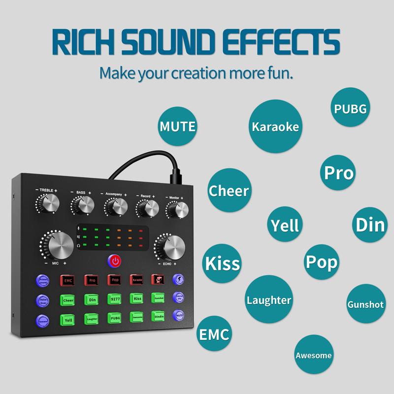 Squarock Podcast Equipment Bundle, Audio Interface with DJ Mixer Condenser Microphone for PC/Phone/Laptop,Recording,Streaming,Gaming