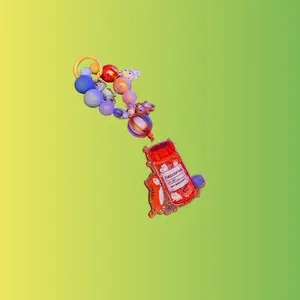 JujuWife Capsule Keychain Handmade Cute Figures for Loop or Pendant Keychain or Bag Charm with Colorful Beads
