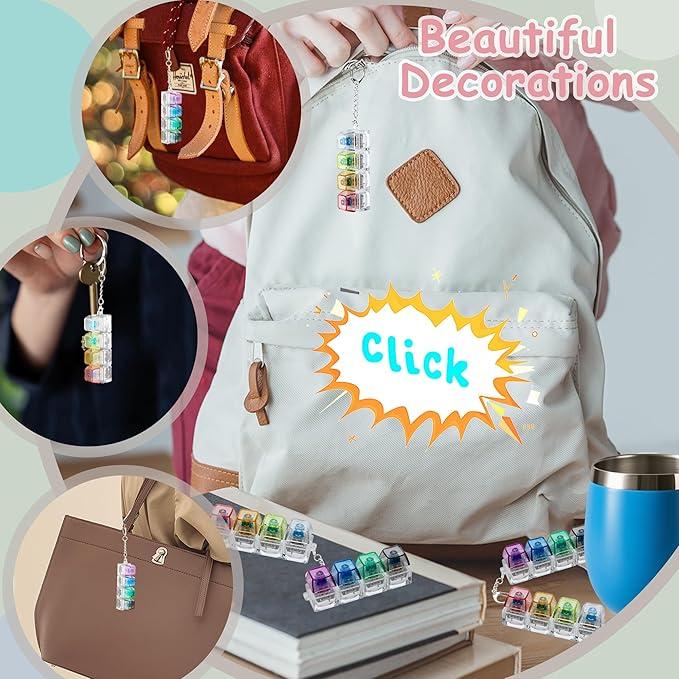 Keyboard-style charm, four-in-one stress-relief keychain, transparent color, non-illuminated, comes with a portable ring, a cute little accessory for keys or bags （1 pack )