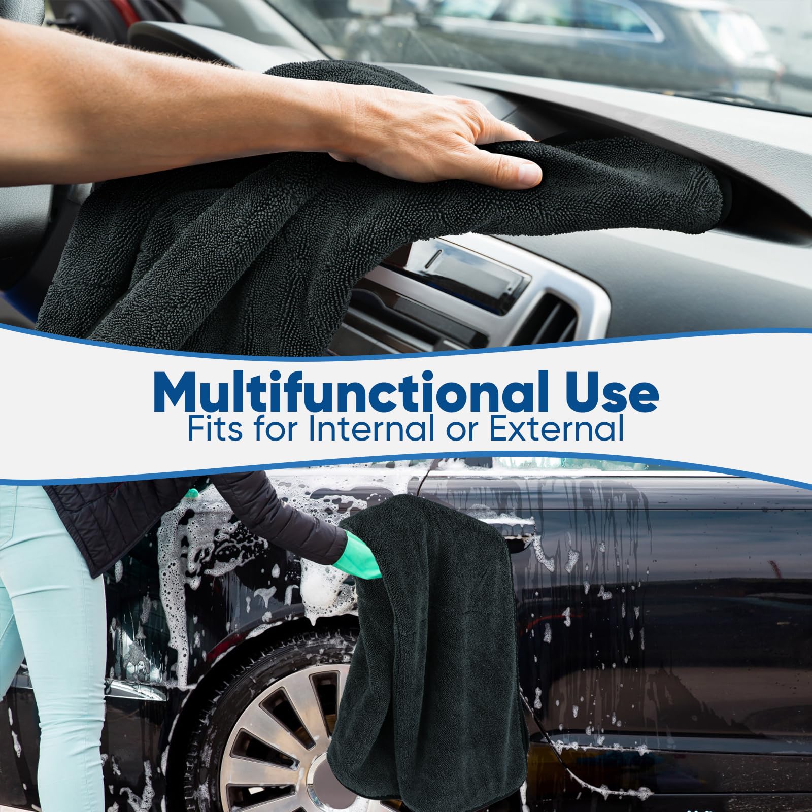 Ultra Absorbent Drying Towel 24"x 36" Extra Large Twisted Loop Microfiber for Cars & Trucks No Streaks Scratches or Water Spots Maximum Coverage 1400 GSM