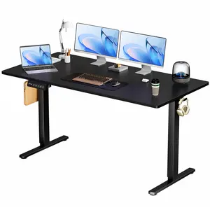 63x24 Inches Electric Height Adjustable Standing Desk, Sit Stand Desk with Memory Controller, Ergonomic Stand Up Desk for Home Office with Splice Board Electric Adjustable Height Standing Desk Sit to Stand Up Desk with Splice Board, Rising Home Office Com