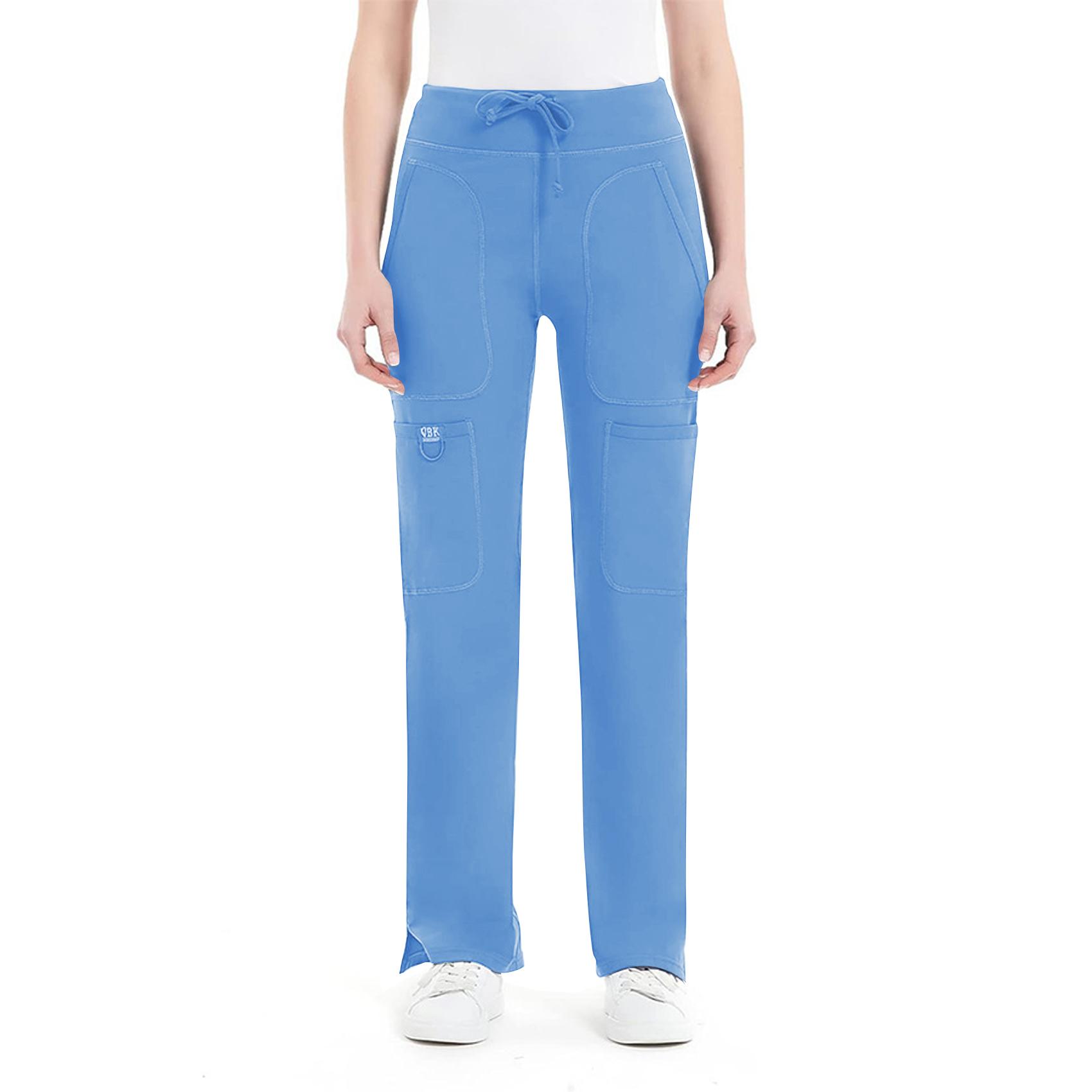 Yoga Scrub Pants for Women - 4-Way Stretch Fabric with 5 Pockets, Mid Rise Flared Leg Work Pants Featuring a Cargo Pocket SpringStatements