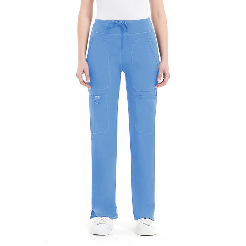 Yoga Scrub Pants for Women - 4-Way Stretch Fabric with 5 Pockets, Mid Rise Flared Leg Work Pants Featuring a Cargo Pocket