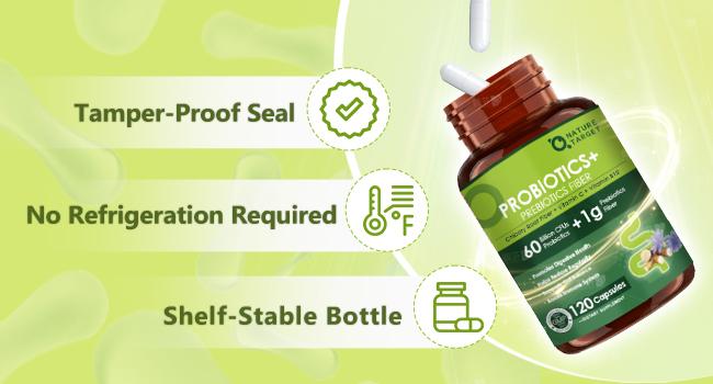 NATURE TARGET Prebiotic Fiber Supplement with 60 Billion Probiotics for Digestive Health - Prebiotics and Probiotics for Women & Men Regularity, Supports Occasional Constipation - 120 Veggie Capsules