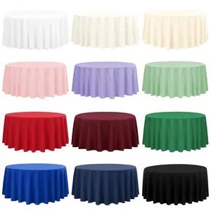 FANI 6 10 12 Pack Round Polyester Fabric Table Cloth for Round Table,Washable Table Cover for Wedding Party Dining Table Buffet Banquet Restaurant and Camping