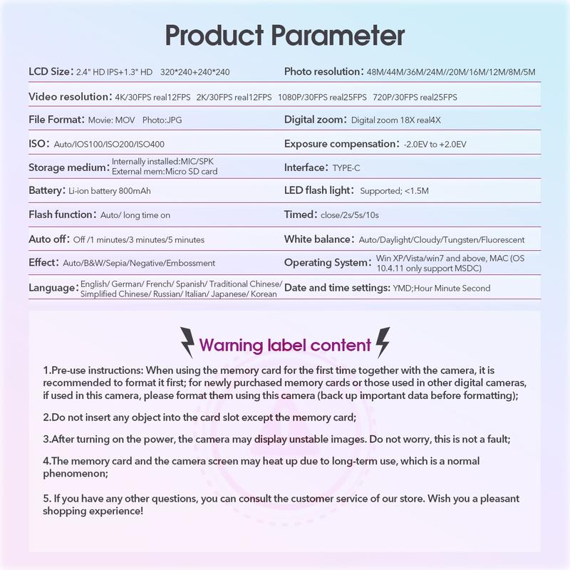 【Valentine's Day gift】HOTU Dual Screen Selfie Camera 4K Mini Y2K Pocket Camera 18X Digital Zoom Rear & Front Lens Rechargeable Type-C Fast Charging Easy Button Control Built-in Filters 64G Card Included Pink Memory Gadget for Kids Teens & Vlogging