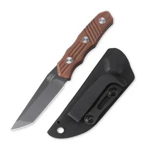 JoyRaining - "Kestrel" EDC Utility Tool -Titanium Coated Geometric Blade with Micarta Handle and Kydex Sheath, Full Tang Design