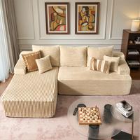 100" Beige L Shpae Sofa Left Chaise