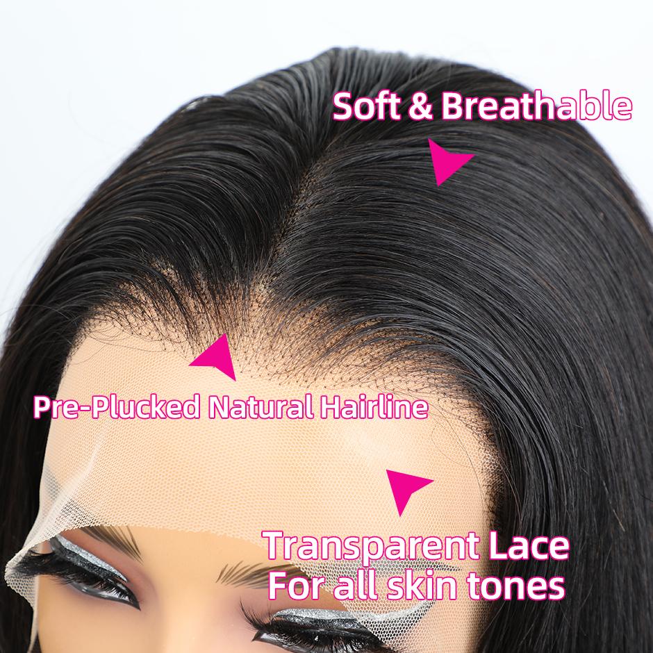 More Face 13x6 Straight Lace Frontal Wigs Human Hair Transparent Lace Front Wig Pre Plucked with Baby Hair