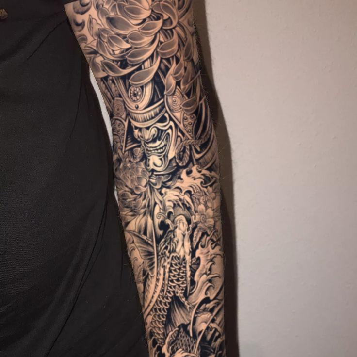 INKARTLINK Tattoo Tech, 2 Sheets Semi-Permanent Temporary Tattoos ,Sleeve Tattoo Design 6,Adult Art Design,Lasts 1-2 Weeks, Waterproof, Realistic Look, No Adhesive, No Reflection,For Man And Woman,Ideal for Swimming, Party