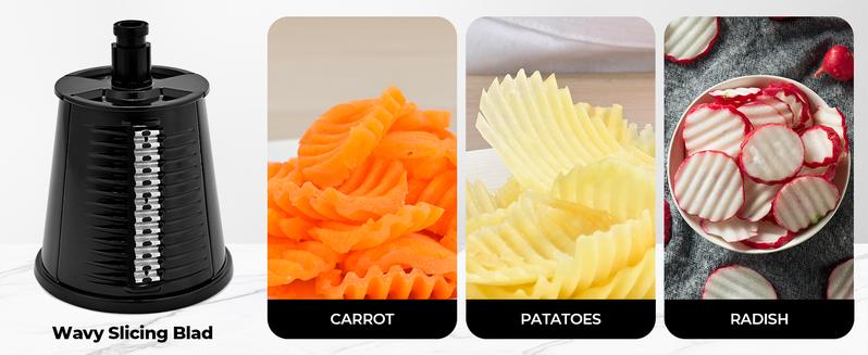 SUSTEAS Rotary Cheese Grater with Handle - Comes with 5 Blades, Powerful Suction Cup Base, Comes with Blade Storage Box Cutlery Kitchen Utensil Stainless Steel-Black Vegetable Cutting Slicer