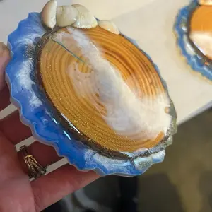 Wood resin coaster