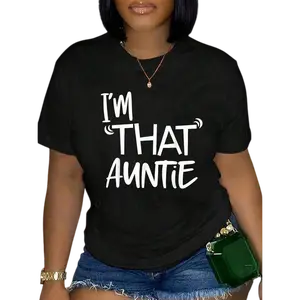 100% Cotton I'That Auntie Funny Best Aunt Tee-Shirt Women's Summer Plus Size Classic Soft Crew Neck Tee Tops Casual Tshirt