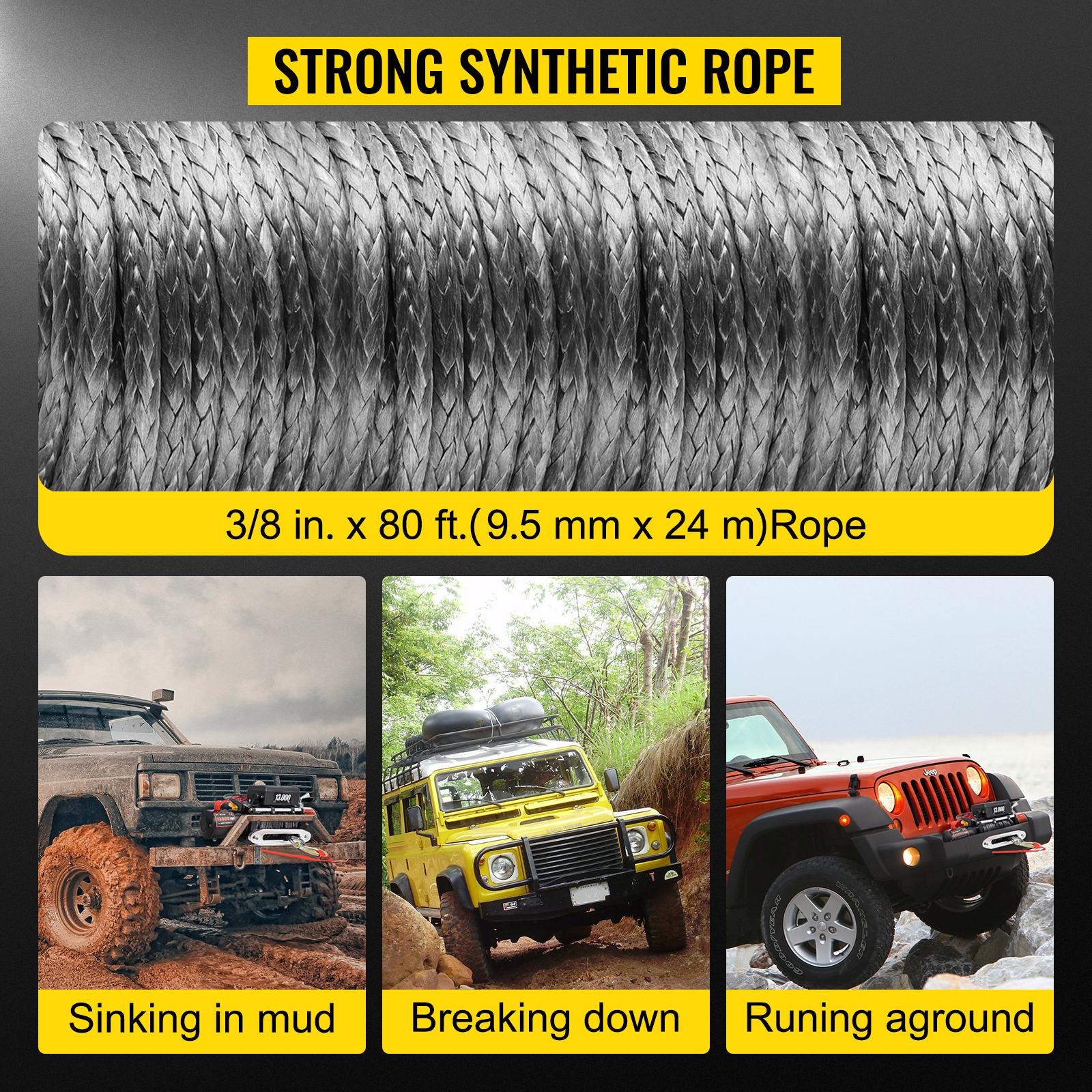 VEVOR Electric Winch 13000lb Load Capacity Truck Winch Compatible with Jeep Truck SUV 65ft/20m Synthetic Rope 12V Power Winch with Wireless Remote Control,  Powerful Motor for ATV UTV Off Road Trailer