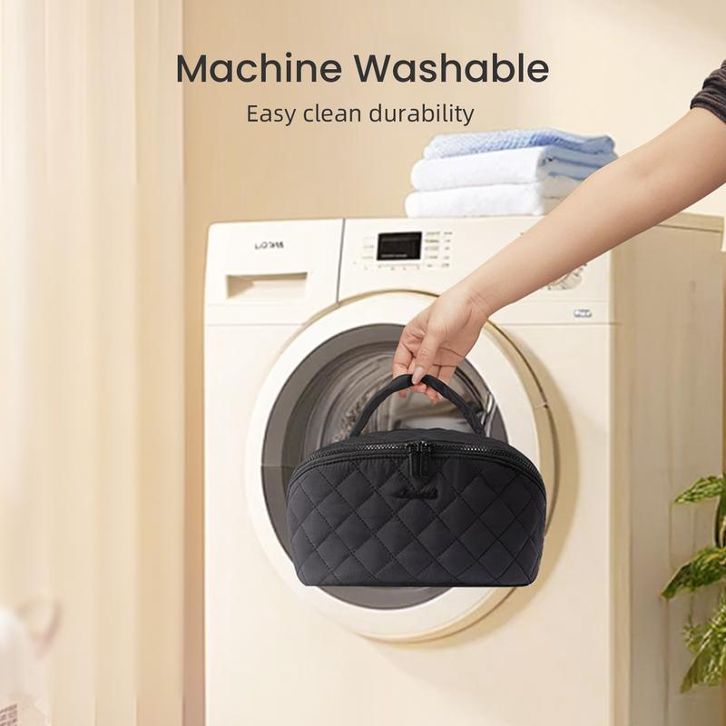 【Valentine's Day Gift】LOVEVOOK Travel Makeup Bag for Women,180° Lay-Flat Puffer Quilted Cosmetic Organizer,Portable Waterproof Toiletry Bag for Woman,Slanted Opening Make Up Bag for Everyday Use,TikTokShopJumpstartSale