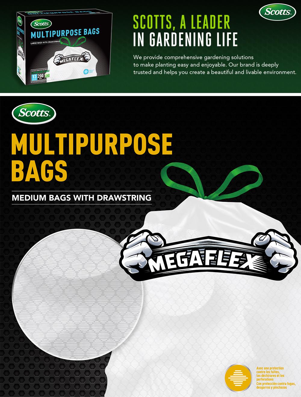 Scotts  13 Gallon Boxed Disposable Non Tear Puncture Tear Resistant Trash Bags, ODOR ELIMINATORTECHNOLOGY Kitchen Drawstring Garbage Bags, Fresh Clean Scent With Lemon Scent, Multipurpose Easy To Usedrawstrings More Durable