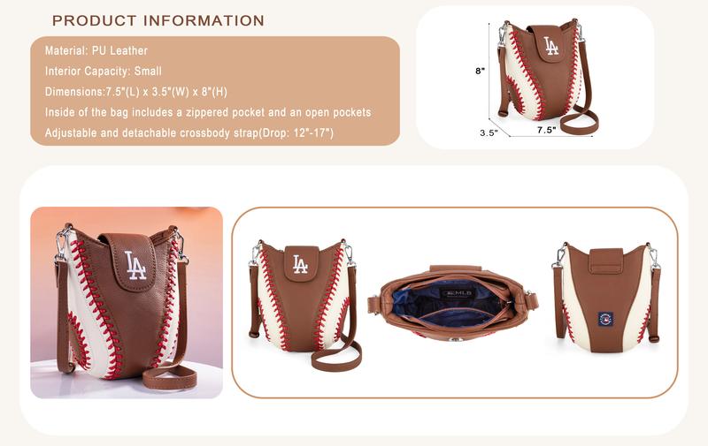 MLB Baseball Crossbody Bag for Women,Lightweight Shoulder bag for Game Day Essentials & Casual Fan Gear,Waterproof Leather,Purses with Zipper Closure,Perfect Gift, 105