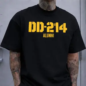 DD-214 Alumni" Veteran Identity T-shirt | White Oversized Tee | American Military Enthusiast Style / Gift Short Sleeve