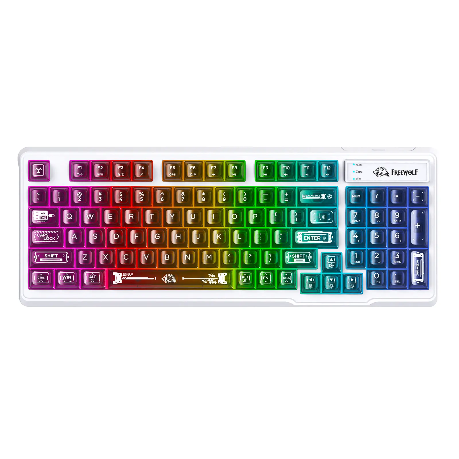 M95 Transparent Membrane Keyboard with Clear Keycap,Wired Gaming Keyboard with RGB Backlit, 94 Silent Keys,26-Key Anti-ghosting,for Mac/Windows -Black