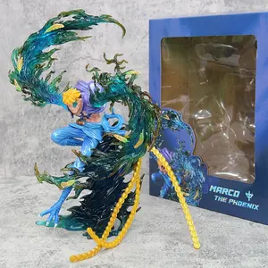 Marco Hybrid Phoenix Form One Piece Statue Figure Blue Flames Anime PVC Figurine Collectible Display