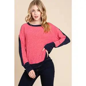 Plus Size Solid Color Block Top