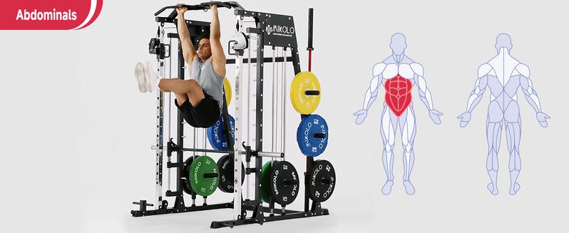 MIKOLO Smith Machine, 2200lbs Squat Rack with LAT-Pull Down System & Cable Crossover Machine, Training Equipment with Leg Hold-Down Attachment Home Gym Station Home Gym AdjustableMIKOLO