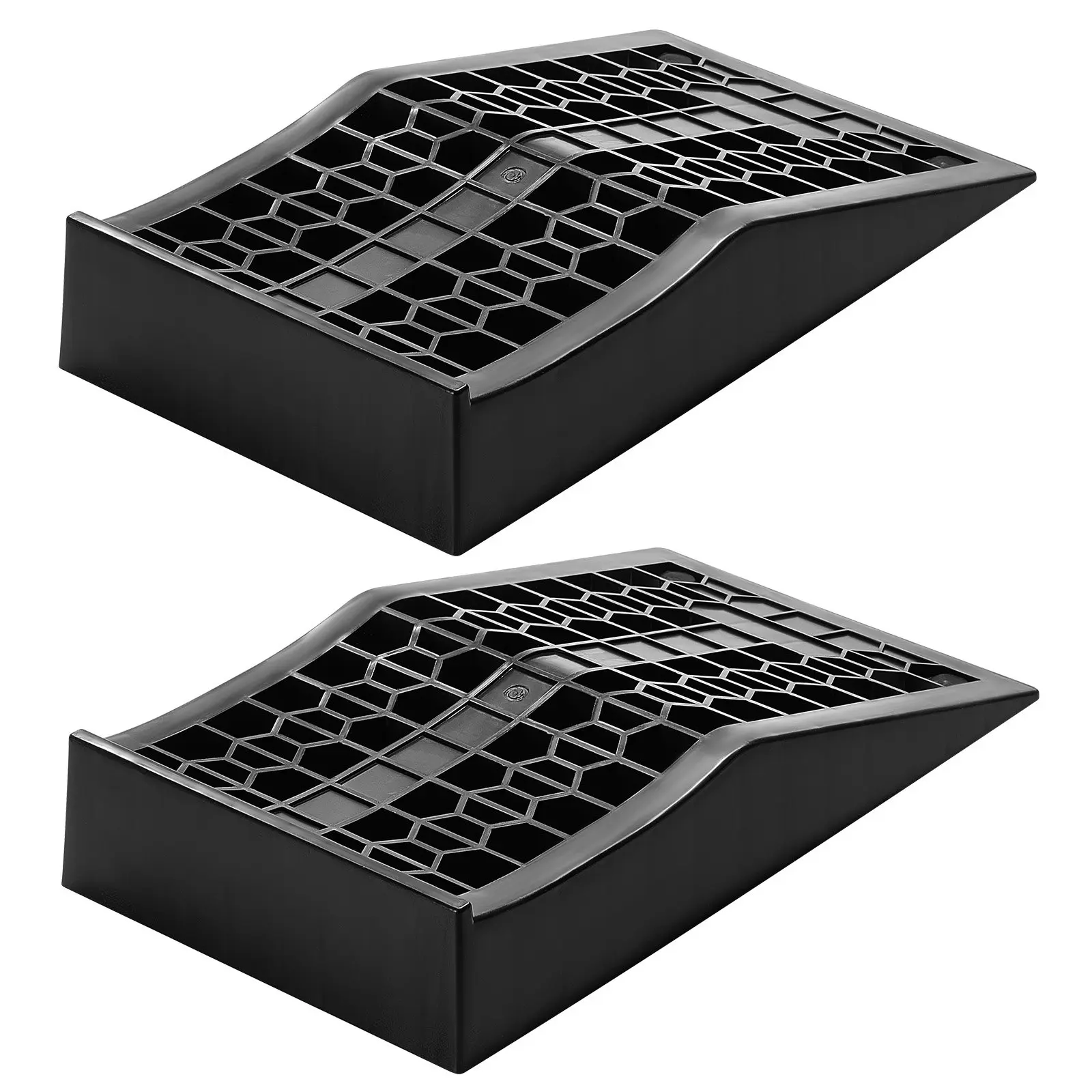 VEVOR 2 PCS Plastic Car Ramps with Tire Support, 20000 lbs GVW Capacity, 2.6 in Lift Height, Compact Short Curved Shape, Portable Low Profile for Low Chassis Vehicle Repair & Home Garage Maintenance