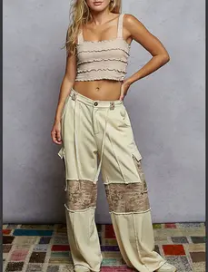 Cream Milk Terry Camo Pants Pol