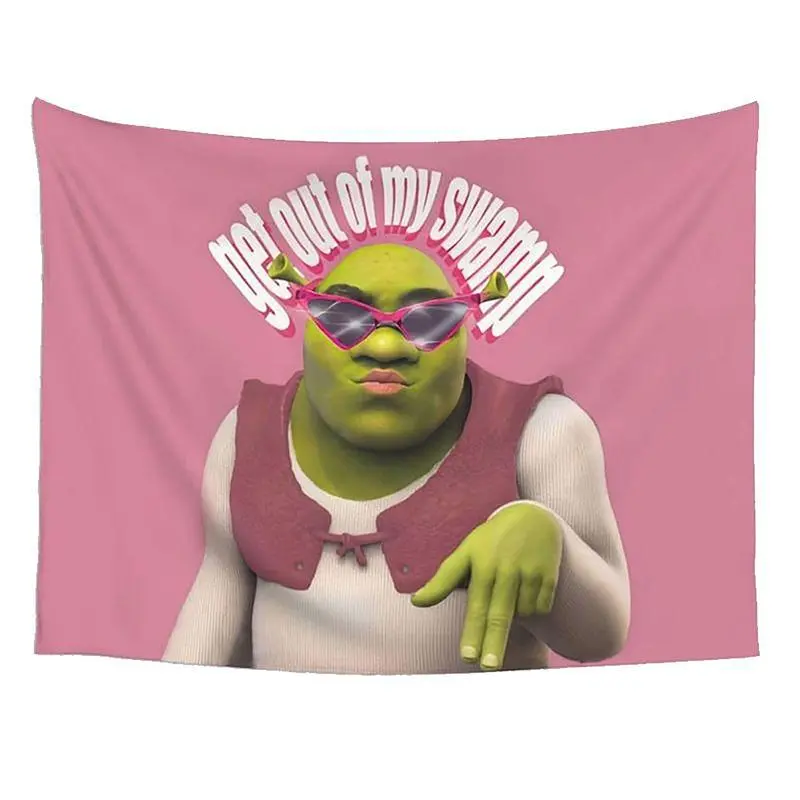Funny Shrek Pink 3x5Ft Decorative Tapestry Wall Hanging with 4 Brass Grommets, Whimsical Home Decor for Bedroom Dorm, Living Room Wall Decor, Father's Day Gift Outdoor Banner, Bedroom Dorm Decor