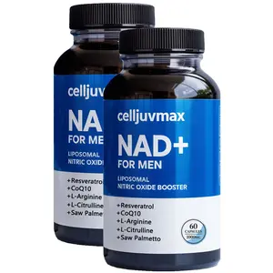 Celljuvmax Men’s NAD+ Supplement – With CoQ10, L-Carnitine, L-Arginine, Maca & Ashwagandha – Support for Energy, Circulation & Prostate Health – 60 Capsules
