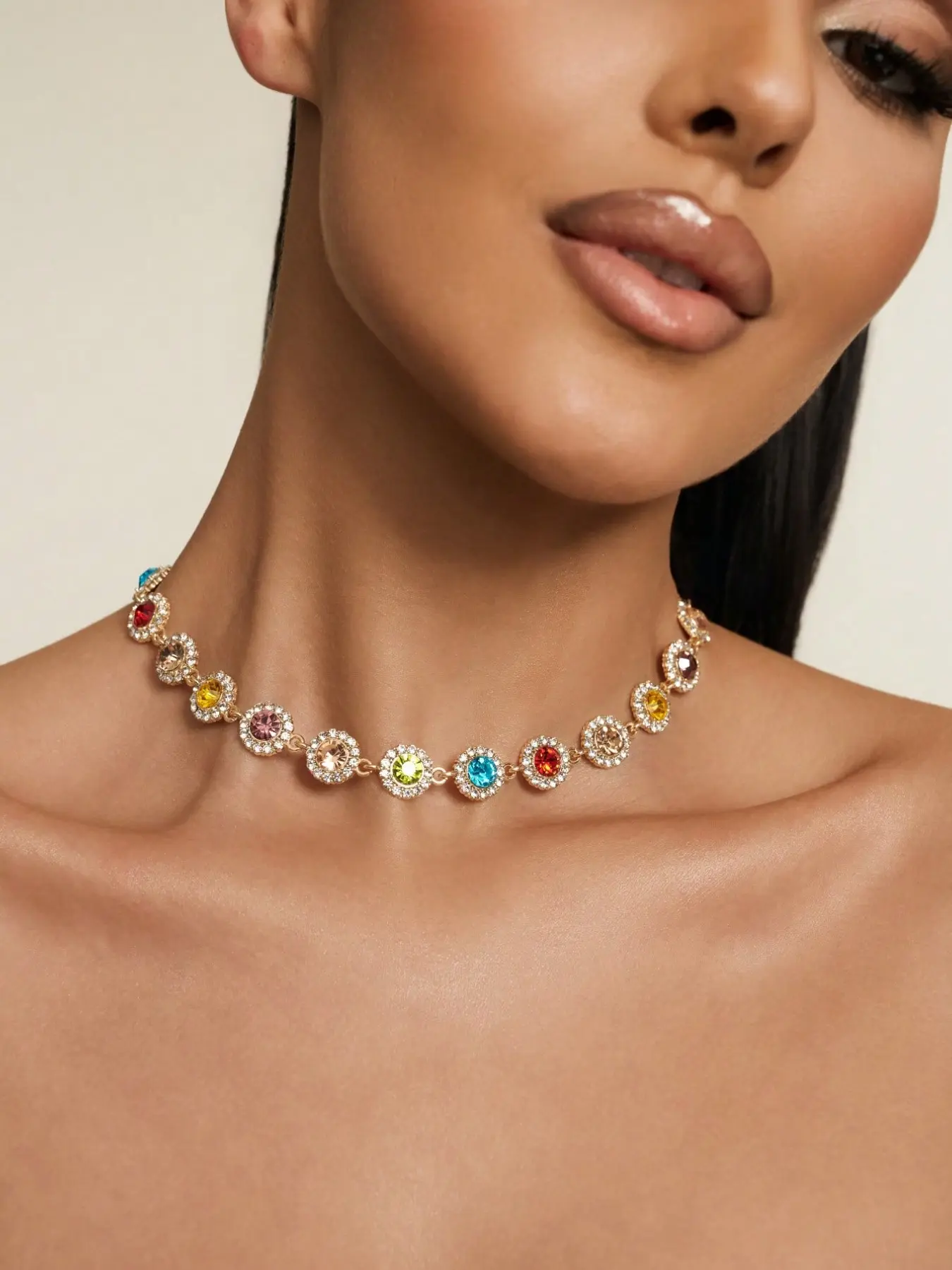 Altistry Elegant Stylish Colorful Rhinestones Necklace Chic Gorgeous Jewelry Exquisite Chain Decorative Accessories Holiday Birthday Fashion Jewelry Party Exquisite Jewelry Gift For Girls