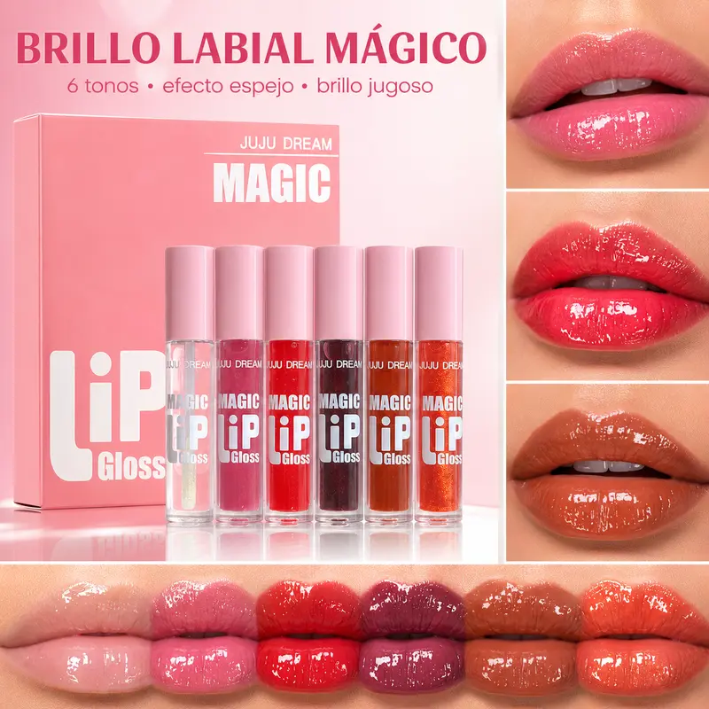 6-Color Lip Gloss Set - Glossy High-Shine Glass Tint, Hydrating, Non-Sticky, Long-Lasting Makeup Product,  Lipstick Daily Cosmetic Moisturizer Moisture Moisturizing Hydrate Lip Tint Lip Care