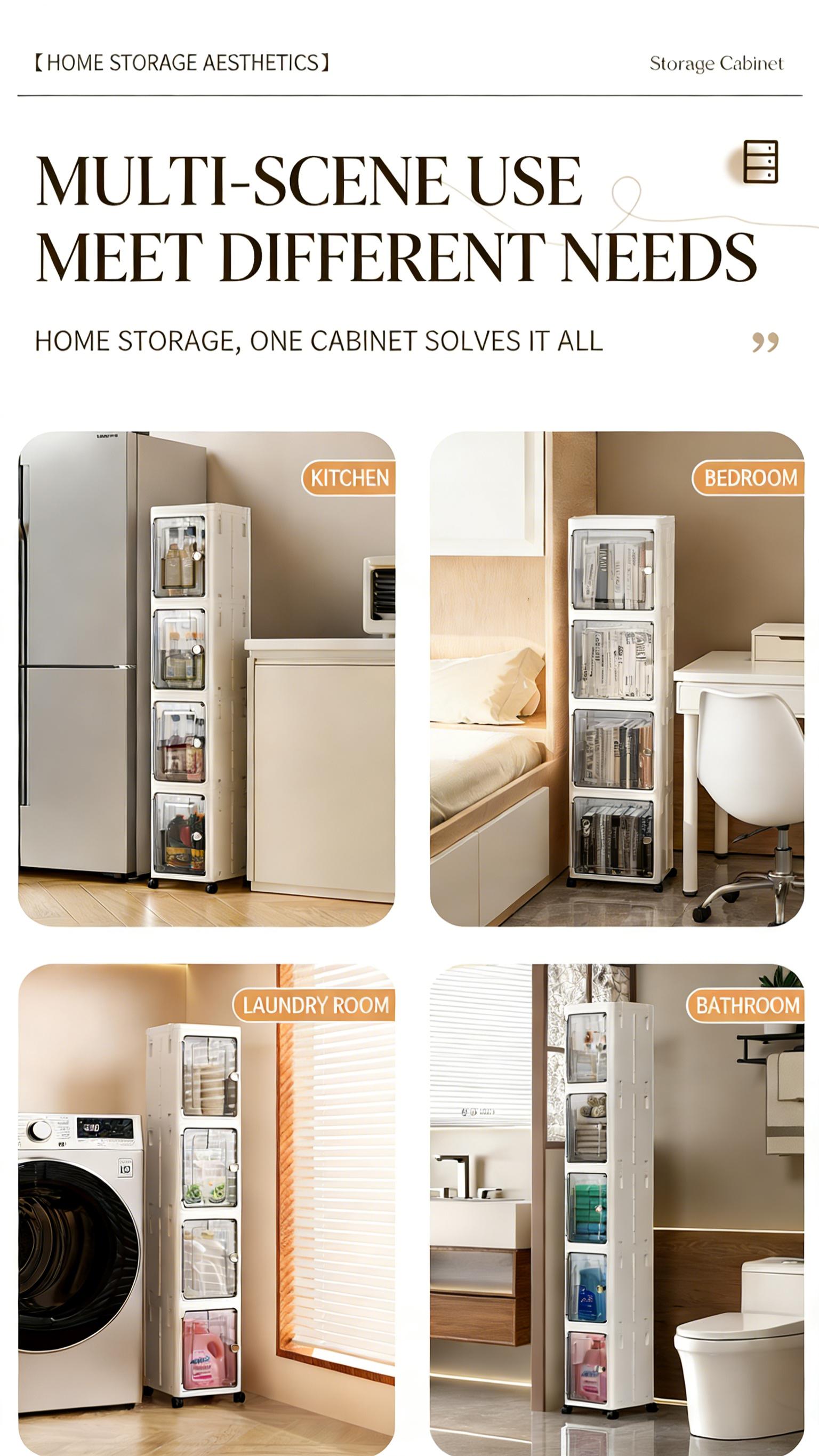 5-Tier Plastic Storage Bins with Lids Stackable Containers with Wheels Folding Boxes Collapsible for Living Room Office Dorm White 157cm