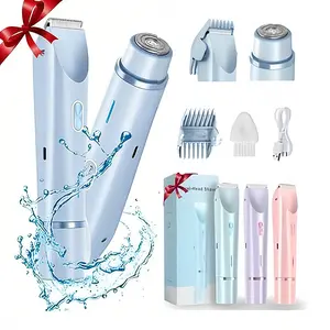 Women's 2-in-1 Electric Shaver & Trimmer, IPX7 Waterproof,Type-C Charging, Ceramic Blades for Bikini & Body Hair