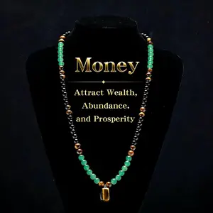 Money Attraction Necklace With GreenAventurine & Tiger Eye Pendant Healing Crystal Stone ，Anniversary, Vacation &Theme Parties Jewelry Charms Abundance Crystal bracelet，Long Chain，Sweater chain，Ideal Gift Jewelry for Men and Women