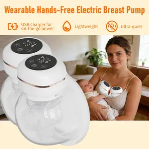 EBINAL 2PCS Breast Pump Hands Free, Wearable Breastfeeding Pump with 3 Modes & 9 Levels, Portable Electric Milk Pump with Smart Display, Low Noise, Cordless & Discreet, 19,22 mm Flanges, 2 Pack White/Pink
