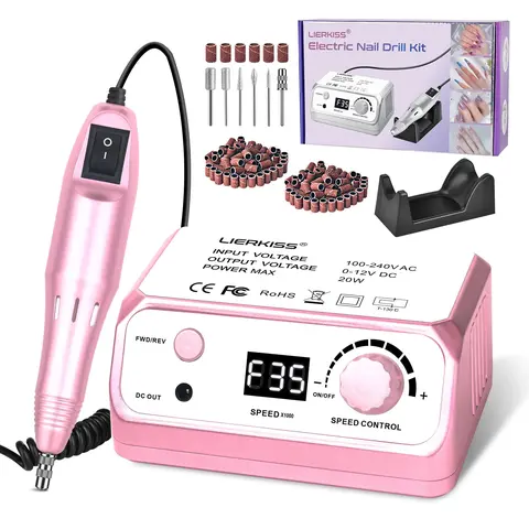 LAVAED 35000 RPM Electric Nail Drill - Portable Cordless E-File with LCD Display, Adjustable Speed, High-Torque Motor - Professional Manicure Nail Care Kit for DIY Enthusiasts, Home & Salon Use