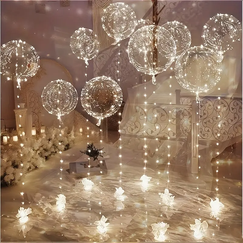 40pcs Magical Balloon Decor Set (20+20 Party Set, Glow + Bobo Combo) - Transparent Bobo Balloons, LED Lights for Birthday, Wedding Decor; 2 AA Batteries, Helium Not Included