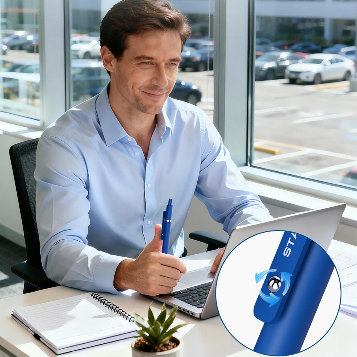 STAGEEK Blue Gel Pens 6Pcs Quick Dry Blue Ink Pens with 3 Extra Refills, Fine Point Retractable Smooth Writing Pens for Journaling, Office, Note Taking, School Supplies, Nurse Aesthetic, Kids Gifts & Office Supplies(Blue& Black Gray White & Morandi)