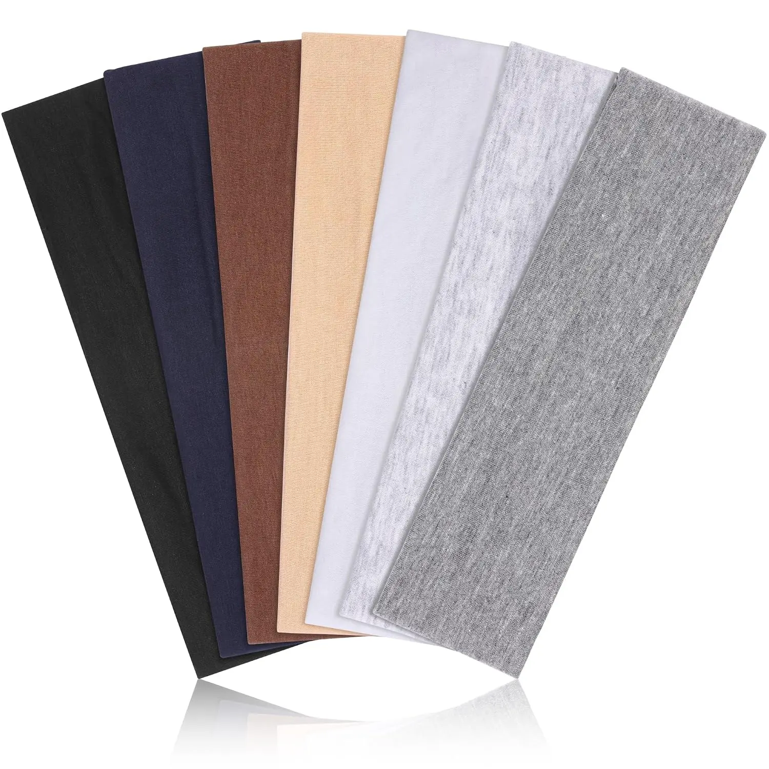 7 Pack Headbands for Women Stretch Sweat Wicking Hair Bands Cotton Polyester Spandex Athletic Head Wraps for Yoga Running Gym Workout Makeup